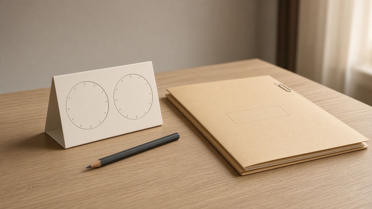 Same-day rehab admission clipboard with an ink scribble beside a round wall clock
